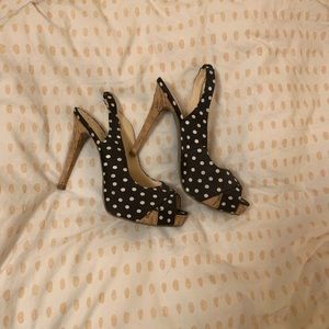 Polka dot platform heels